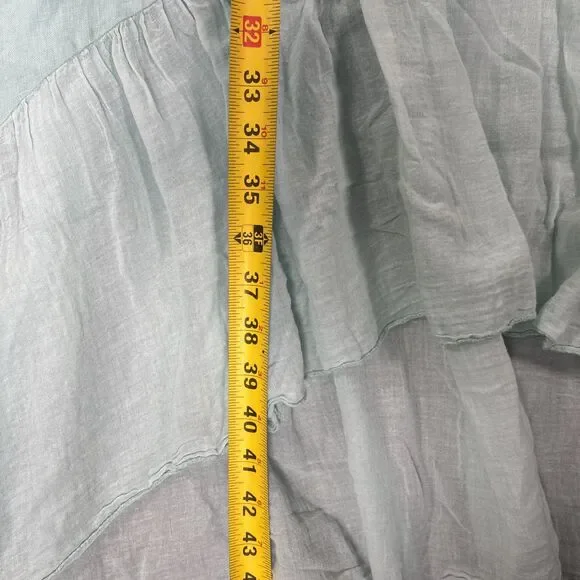 Vasna Linen Dress Size M Teal‎ Handkerchief Hem Lagenlook Italy Boho Minimalist - Picture 9 of 13